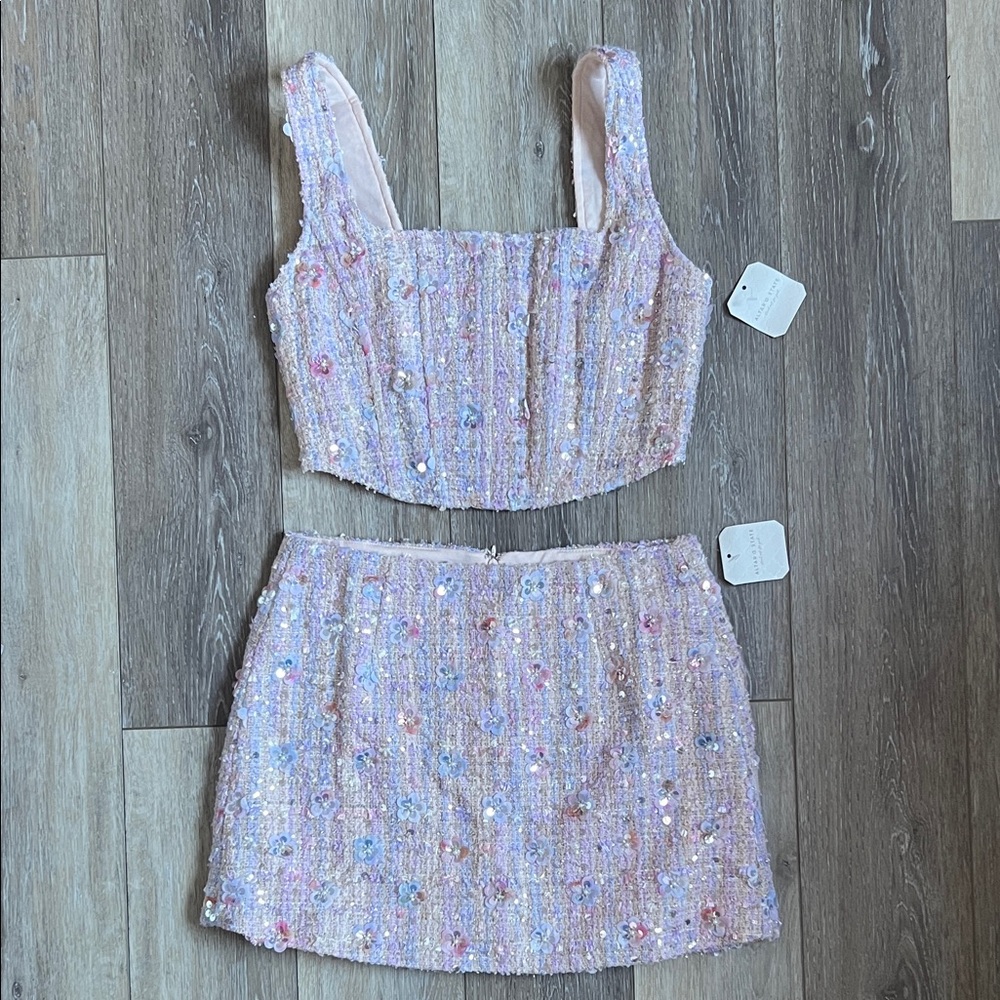 Altar'd State Pink Sequin Two-Piece Dress